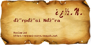 Árpási Nóra névjegykártya